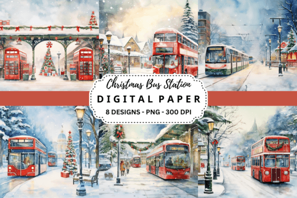 Christmas Bus Station Backgrounds: Festive Design Assets for Creators