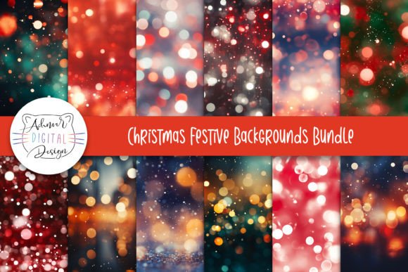 Christmas Festive Backgrounds Bundle: 12 Essential Designs