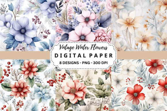 Elegant Vintage Winter Florals for Modern Design
