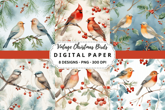 Elevate Your Holiday Designs with Vintage Christmas Birds Backgrounds