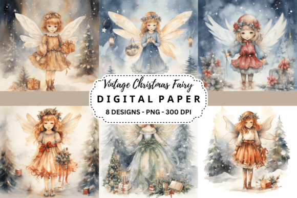 Enchant Your Holiday Projects with Vintage Christmas Fairy Backgrounds