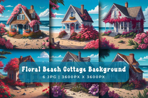 Floral Beach Cottage Backgrounds: Coastal Charm for Your Designs