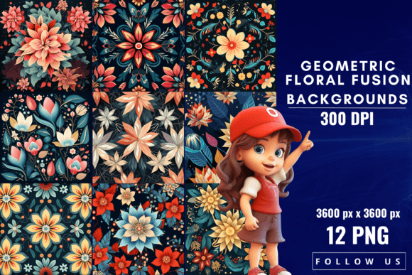 Geometric Floral Fusion Backgrounds: Where Nature Meets Structure