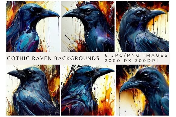 Gothic Raven Ink Splash Backgrounds: Unleash Dark Elegance