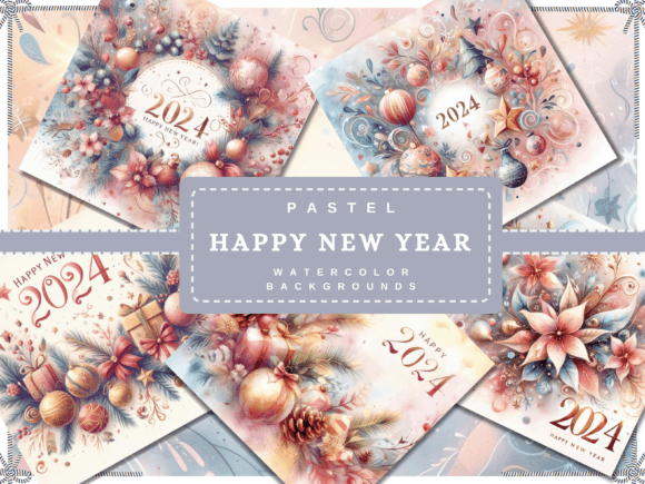 Happy New Year Backgrounds Digital Paper for Your Projects