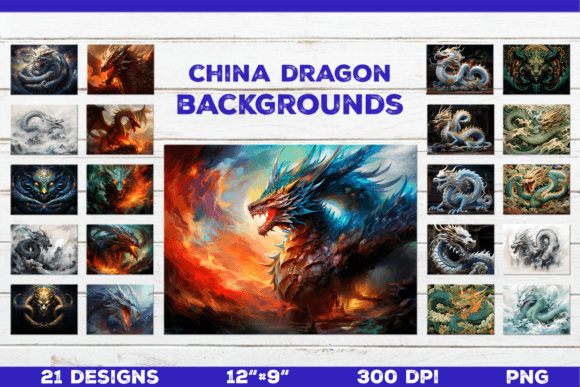 Infuse Your Projects with Legend: The Fantasy China Dragon Backgrounds Bundle
