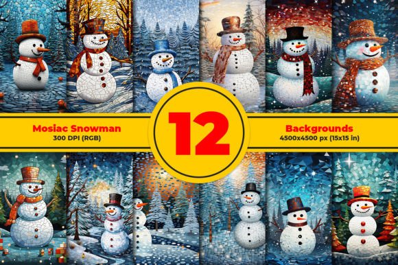 Mosaic Snowman Backgrounds: A Festive Design Asset