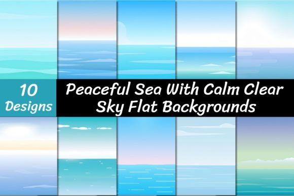 Peaceful Sea with Sky Flat Backgrounds: Your Serene Design Asset
