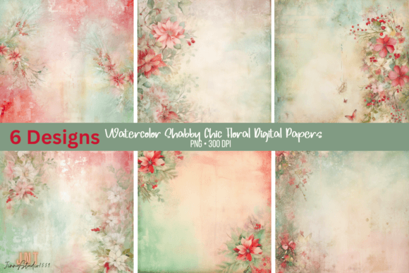 Shabby Chic Backgrounds Digital Paper for Vintage Designs
