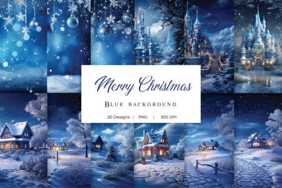 Transform Projects with Blue Christmas Backgrounds-Digital Paper